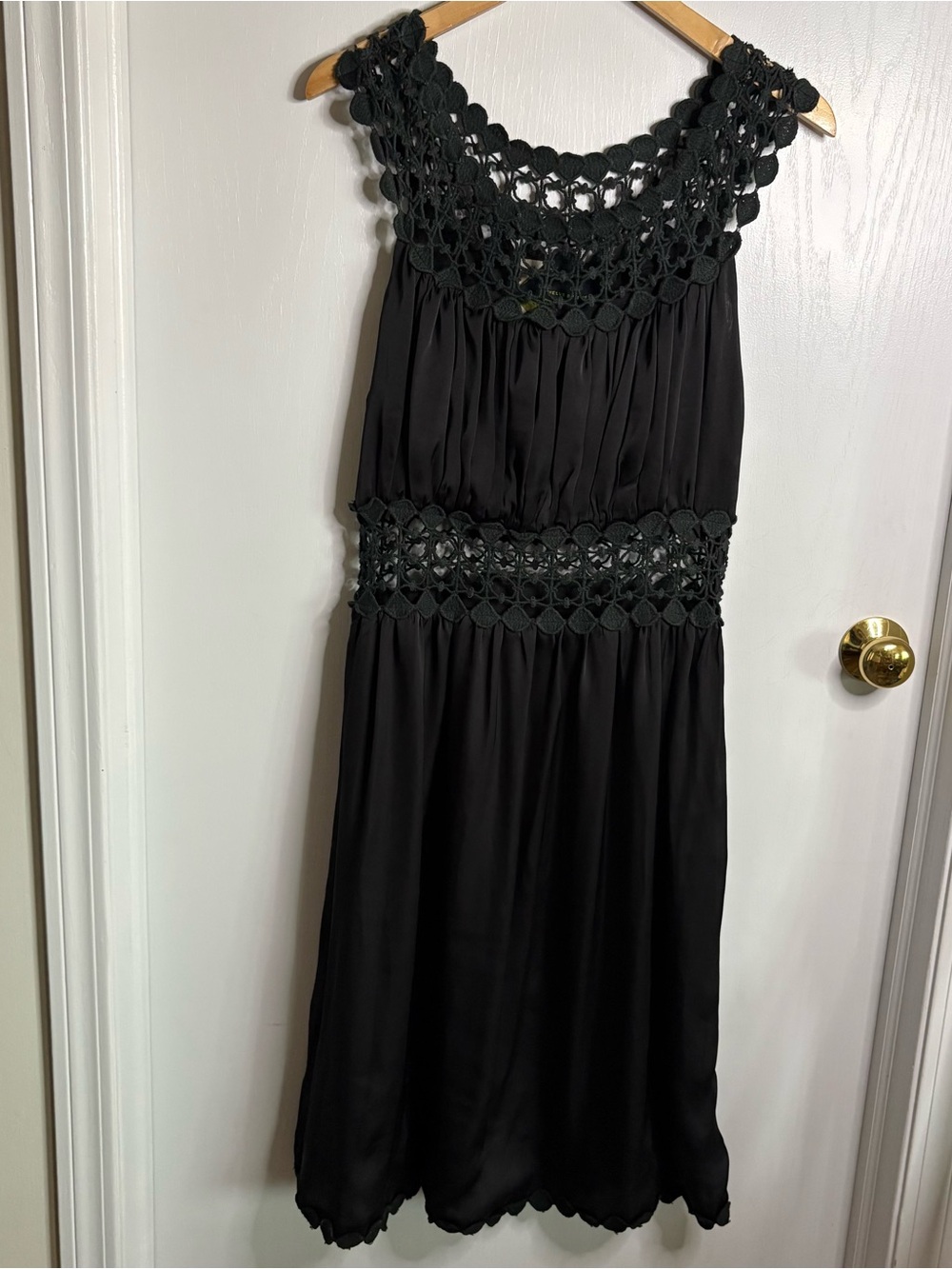 Twelve by Twelve Vintage Crochet Dress Whimsygoth Fit’n’Flare LBD Silky Coquette